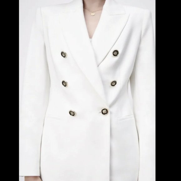 ZARA WOMAN NWT DOUBLE-BREASTED METAL BUTTON BLAZER JACKET WHITE 2409/695 XS S - Picture 7 of 10